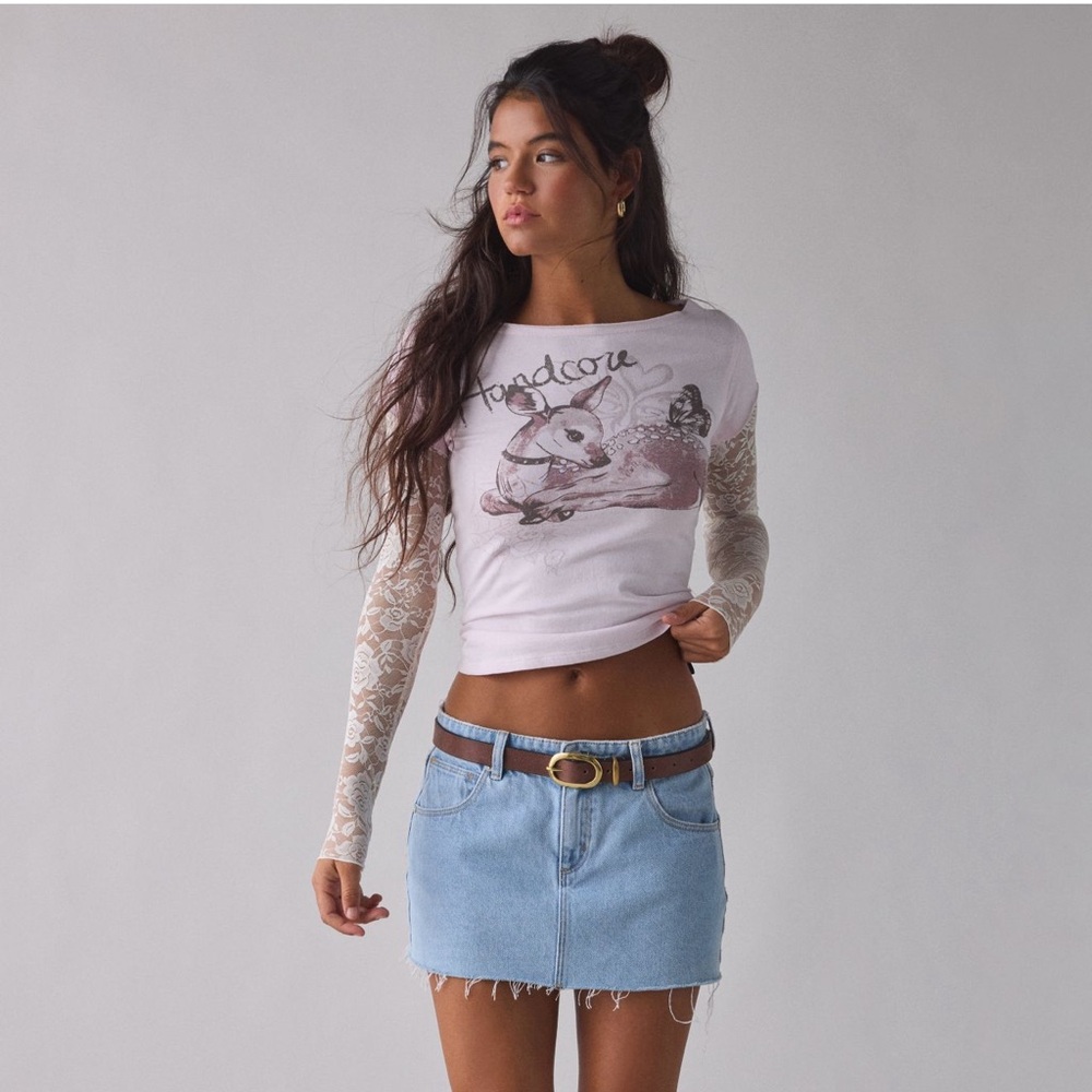 NEW UO Graphic Lace Layered Twofer Tee